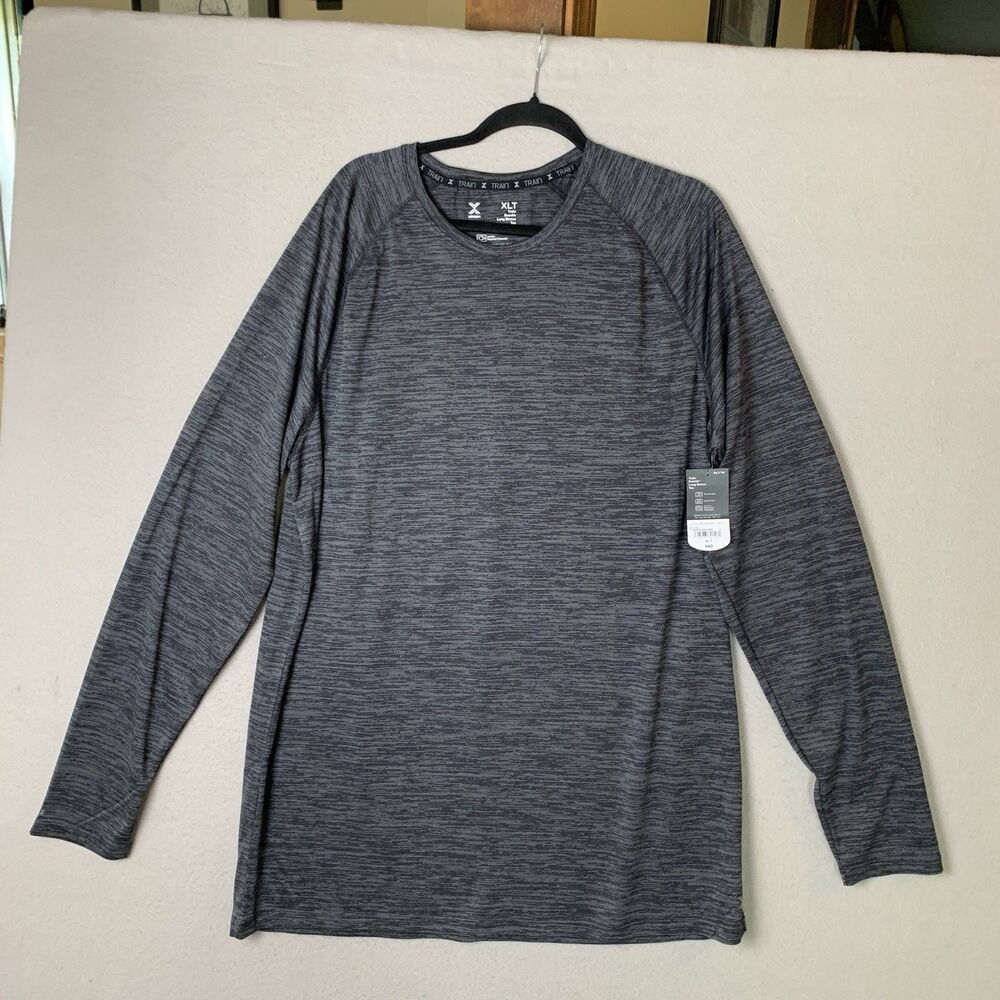Xersion Shirt Mens XLT Gray Heather Train EverAir LS Tee Crew Neck Performance